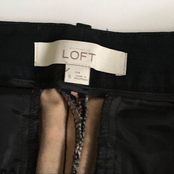 LOFT Ann Taylor Ankle Pants Printed Womens Size 6 Black Brown - Picture 2 of 7